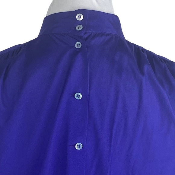 Liz Claiborne Vintage Pleated Front Button Down Back Blouse Women's 8 Purple - Picture 5 of 12
